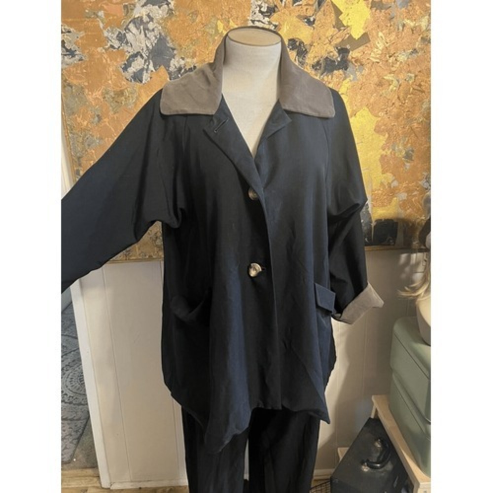 Via Ripatti Designs Womens OS Swing Coat 100% Silk Art to Wear Black Brown Lined